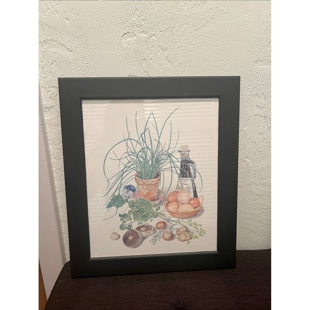 #2076*Framed Botanical Kitchen Print with Black Frame